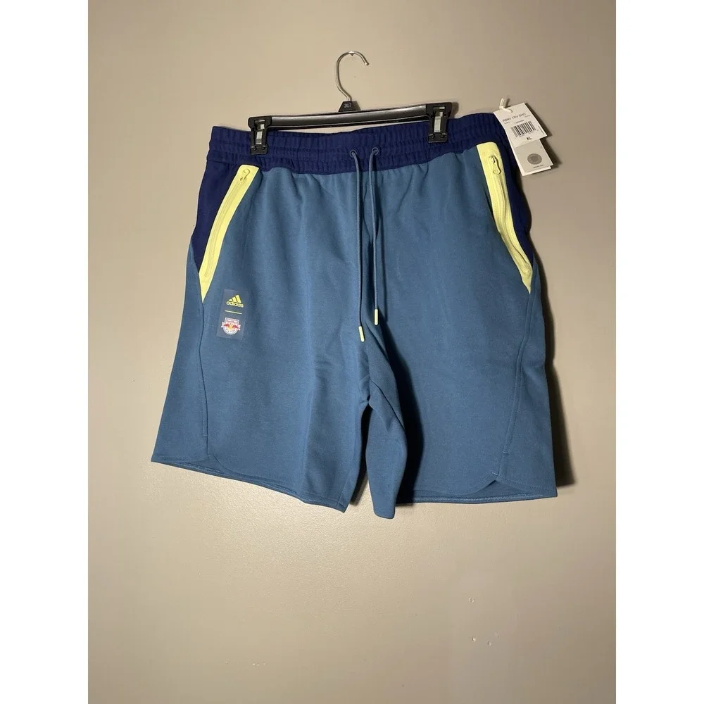 Adidas Men's New York Red Bulls Player Travel Soccer Shorts Blue Size XL New